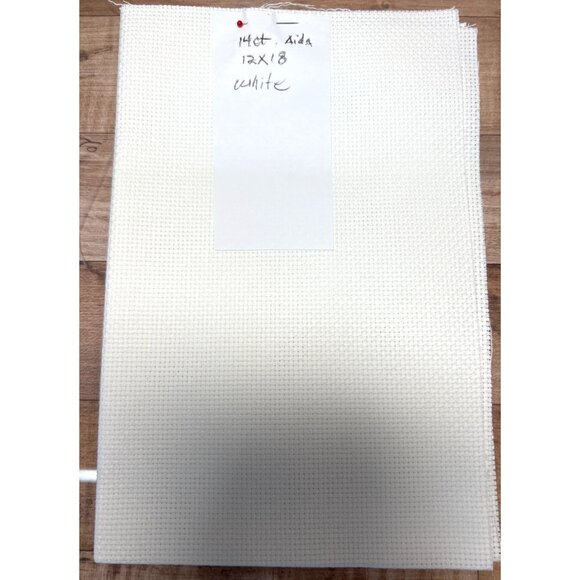 White 14 Count Aida Cross Stitch Fabric 12x18 Inches - Picture 1 of 2